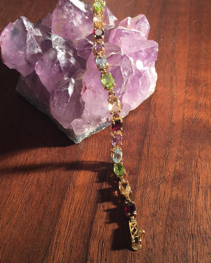Sterling 925 Gold plated Multi gemstone bracelet
