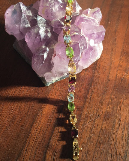 Sterling 925 Gold plated Multi gemstone bracelet