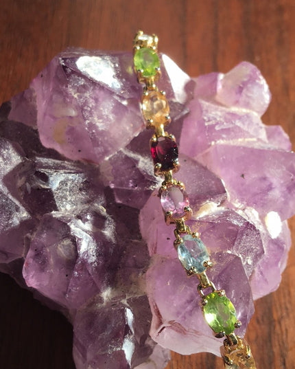 Sterling 925 Gold plated Multi gemstone bracelet