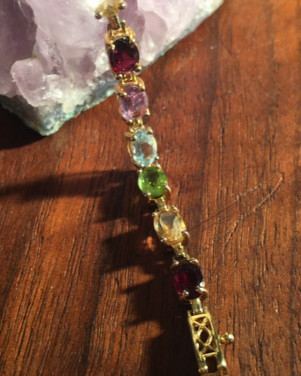 Sterling 925 Gold plated Multi gemstone bracelet