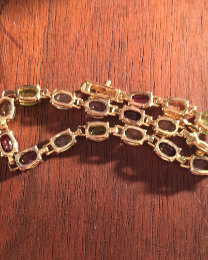 Sterling 925 Gold plated Multi gemstone bracelet