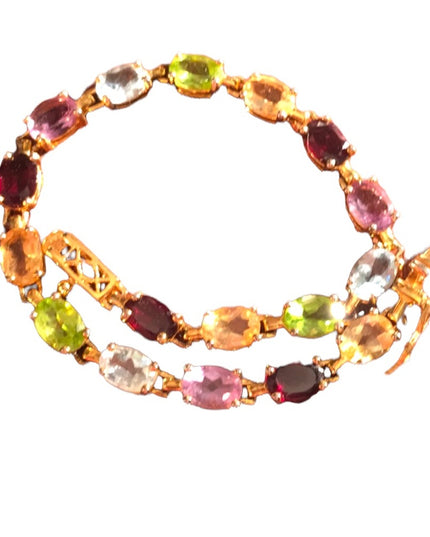 Sterling 925 Gold plated Multi gemstone bracelet