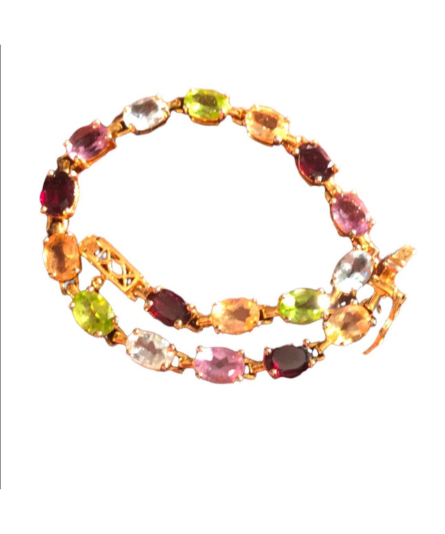 Sterling 925 Gold plated Multi gemstone bracelet