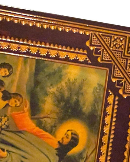 Vintage 1970s Jesus Children Learn what they live print on wood picture hanging