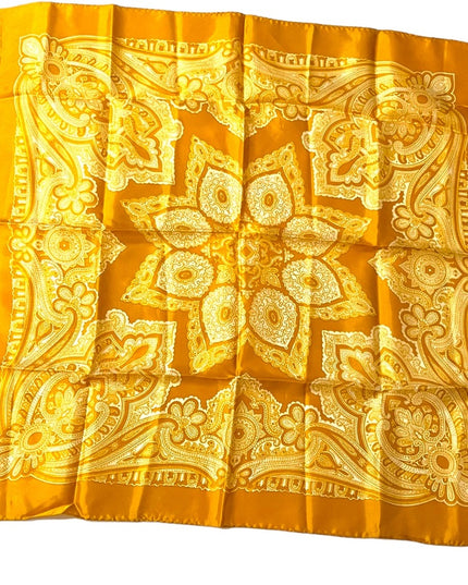Large Vintage Gold yellow Acetate PAISLEY fancy scarf