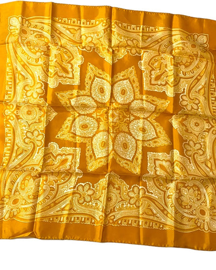 Large Vintage Gold yellow Acetate PAISLEY fancy scarf