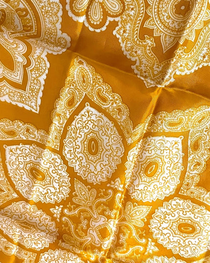 Large Vintage Gold yellow Acetate PAISLEY fancy scarf