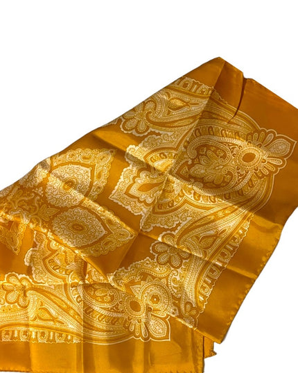Large Vintage Gold yellow Acetate PAISLEY fancy scarf