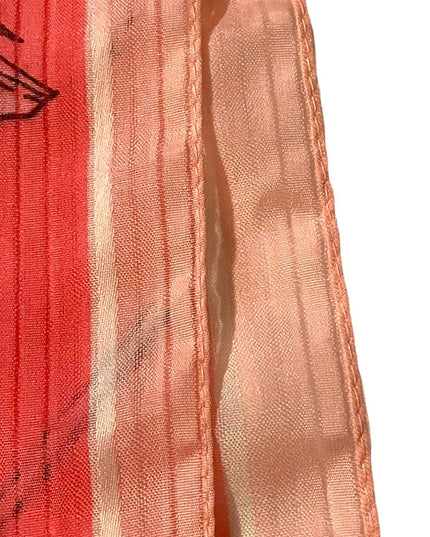 Vintage Pink white blue gray abstract cotton fancy scarf