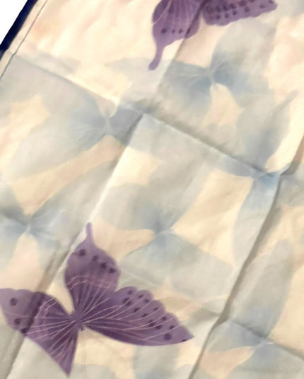 Vintage 1980s Hanae Mori Blue & purple butterfly Hanky Hankerchief