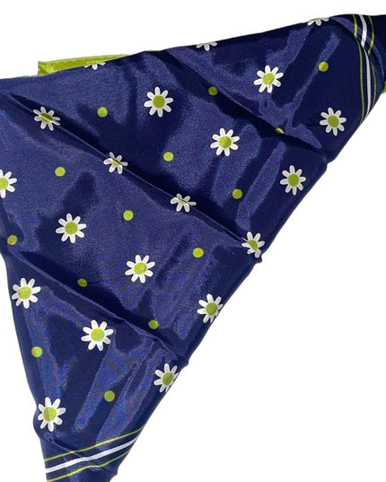 Vintage 1960s Green blue white DAISEY acetate scarf 26”