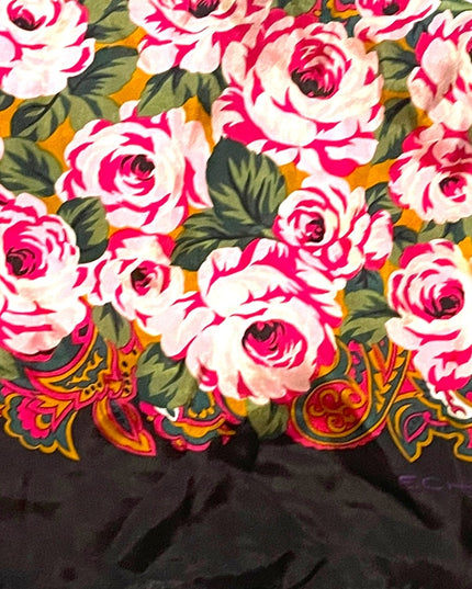 Vintage purple polka dot fancy flower silk scarf ECHO