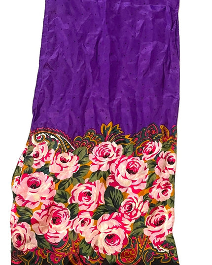 Vintage purple polka dot fancy flower silk scarf ECHO