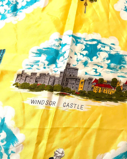 Vintage 1960s WJ Daniel UK British Travel Vacation scarf Yellow Tourist