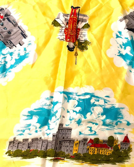 Vintage 1960s WJ Daniel UK British Travel Vacation scarf Yellow Tourist