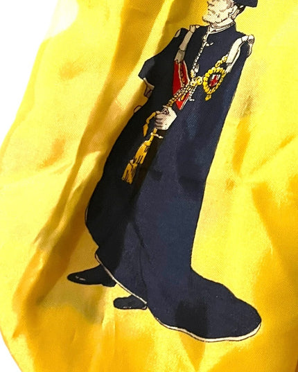 Vintage 1960s WJ Daniel UK British Travel Vacation scarf Yellow Tourist