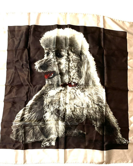 Vintage 1960s groovy POODLE dog silk scarf