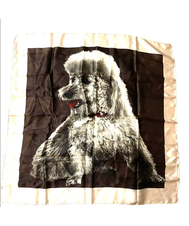 Vintage 1960s groovy POODLE dog silk scarf