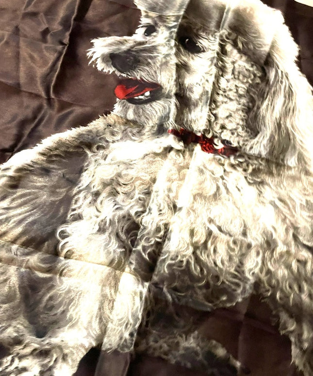 Vintage 1960s groovy POODLE dog silk scarf