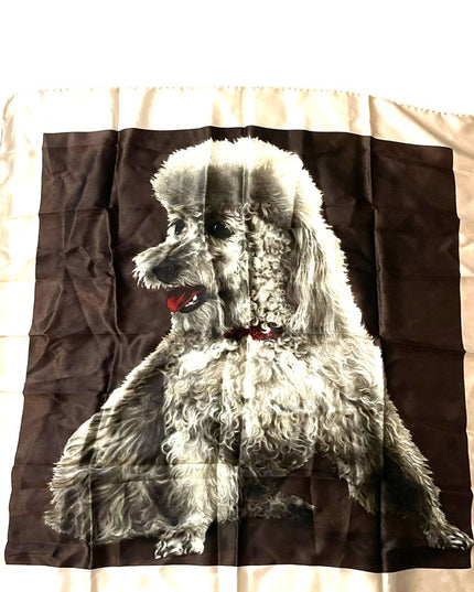 Vintage 1960s groovy POODLE dog silk scarf
