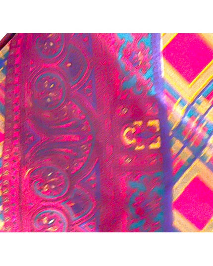 Vintage 1960s Fancy silk sheer Geometric with paisley print Large scarf