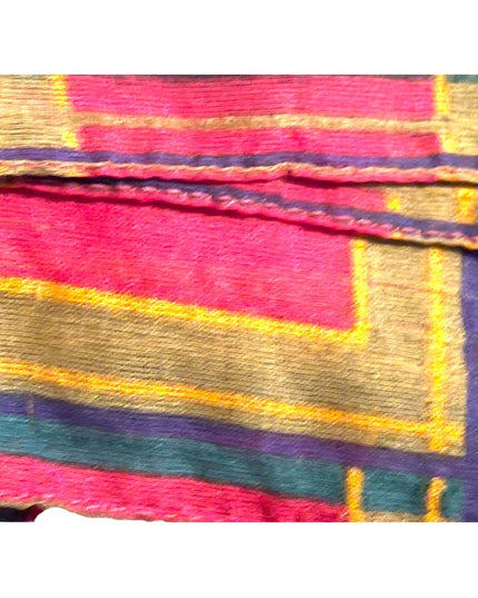 Vintage 1960s Fancy silk sheer Geometric with paisley print Large scarf