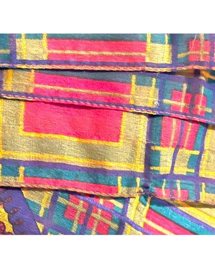 Vintage 1960s Fancy silk sheer Geometric with paisley print Large scarf