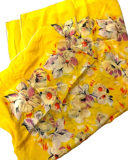 Lovely YELLOW 1960s soft silky sheer SILK hawaiian flower scarf OMG’
