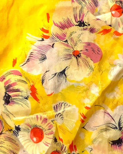 Lovely YELLOW 1960s soft silky sheer SILK hawaiian flower scarf OMG’