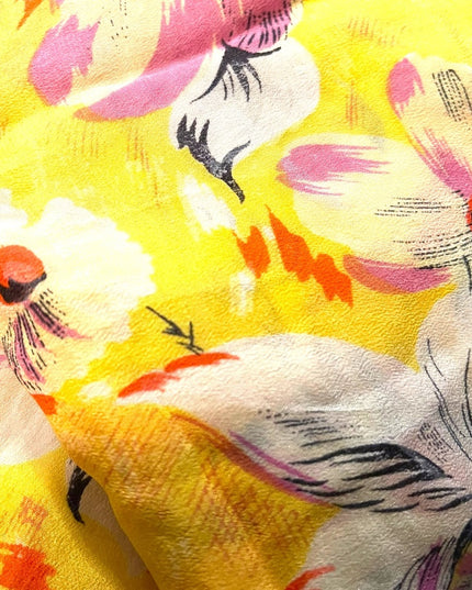 Lovely YELLOW 1960s soft silky sheer SILK hawaiian flower scarf OMG’
