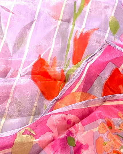 Vintage VERA 1960s silk flower scarf purple pink pastel