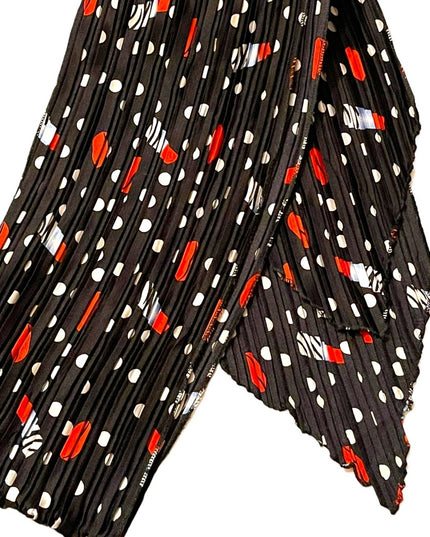 Lovely black w white polka dot scarf red lipstick and kiss poly scarf