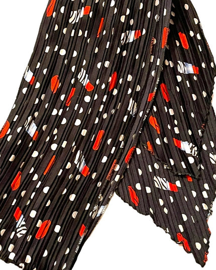 Lovely black w white polka dot scarf red lipstick and kiss poly scarf