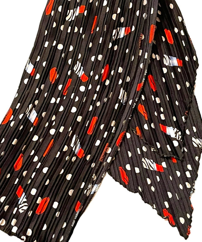 Lovely black w white polka dot scarf red lipstick and kiss poly scarf