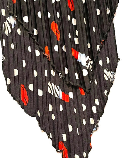 Lovely black w white polka dot scarf red lipstick and kiss poly scarf