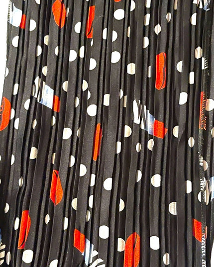 Lovely black w white polka dot scarf red lipstick and kiss poly scarf