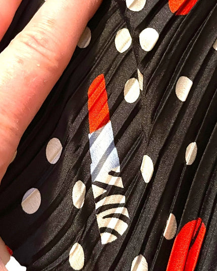 Lovely black w white polka dot scarf red lipstick and kiss poly scarf