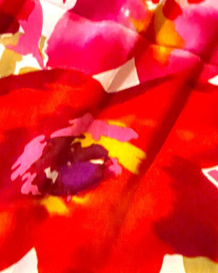 Ann Klein lovely pink colorful flower stripe SILK scarf
