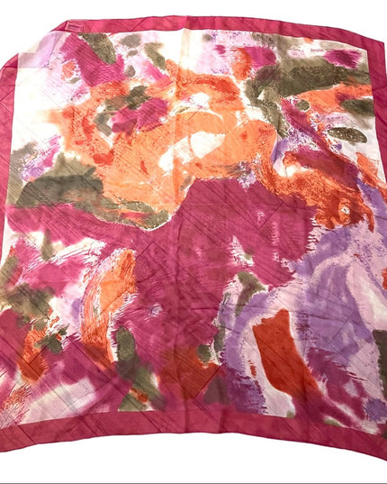 Vintage 1960s Loredano France French Silk sheer scarf abstract orange pink
