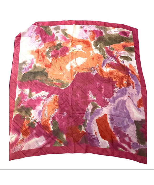 Vintage 1960s Loredano France French Silk sheer scarf abstract orange pink