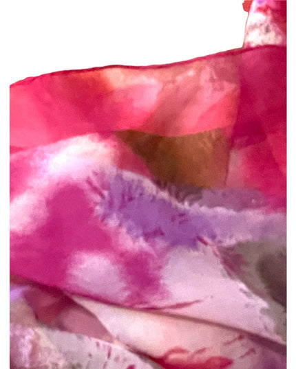 Vintage 1960s Loredano France French Silk sheer scarf abstract orange pink