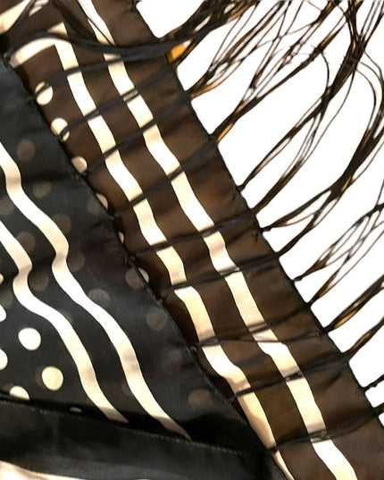 Vintage black and white polka dot fringe scarf wrap cover up