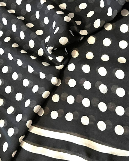Vintage black and white polka dot fringe scarf wrap cover up