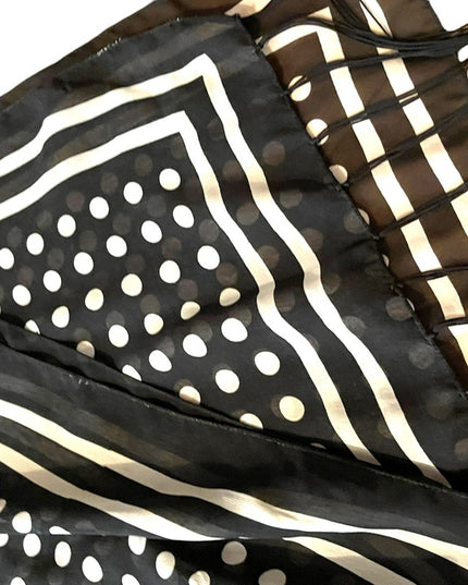 Vintage black and white polka dot fringe scarf wrap cover up