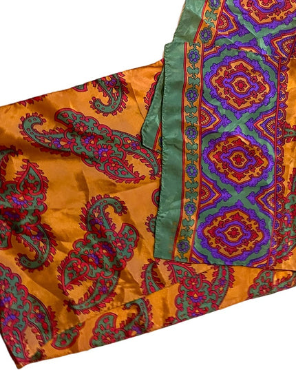 Vintage Silk orange green purple Paisley scarf ECHO