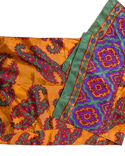 Vintage Silk orange green purple Paisley scarf ECHO