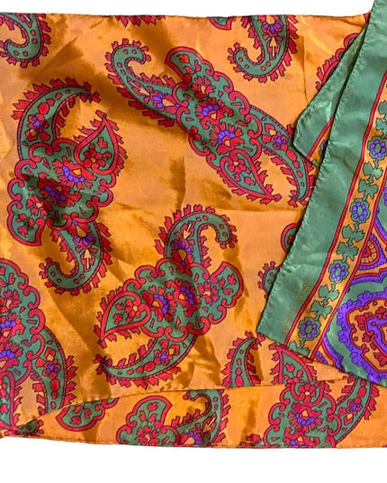 Vintage Silk orange green purple Paisley scarf ECHO