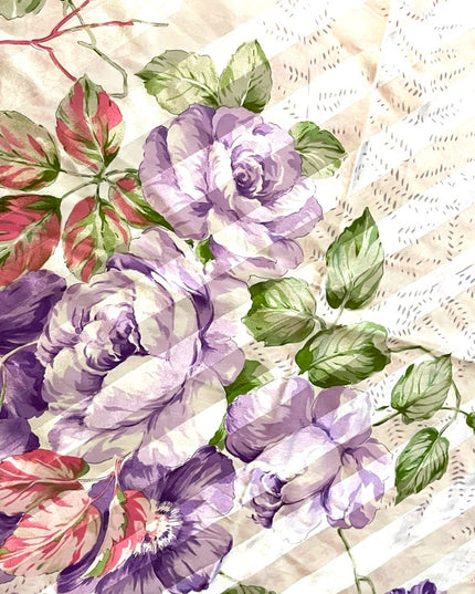 Vintage 1980s D este Italy Italian Purple flower Large silk scarf