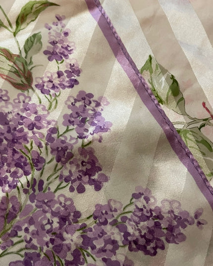 Vintage 1980s D este Italy Italian Purple flower Large silk scarf