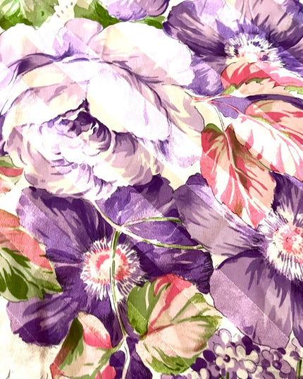 Vintage 1980s D este Italy Italian Purple flower Large silk scarf